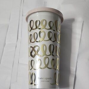 Kate Spade Gold and White Tumbler